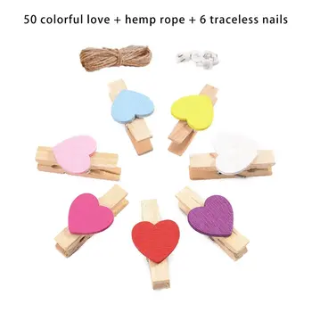 

50pcs 3cm Mini Love Heart Shape Wooden Pegs Clips for Photo Paper Clip Peg Pin Clothespin Craft Postcard Clip Wood Storage Clips