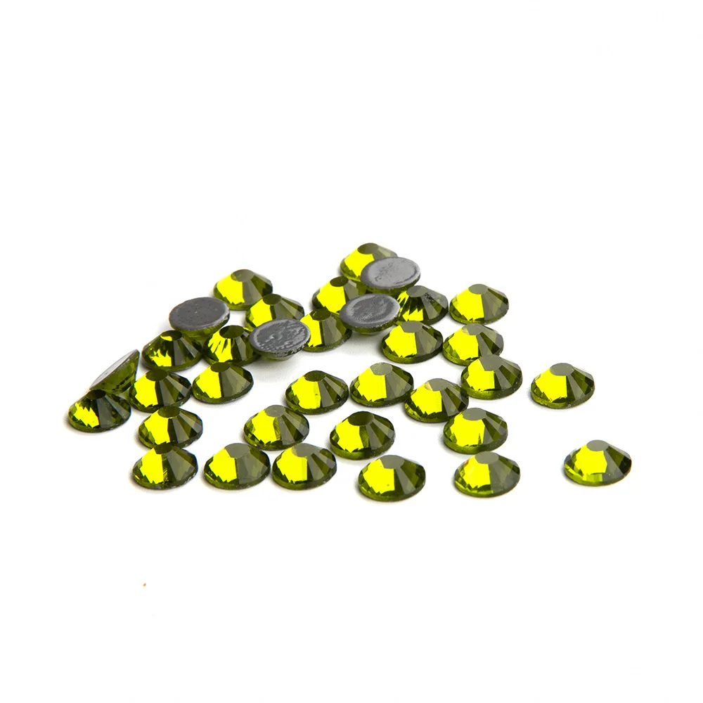 SS6/SS8/SS10/SS12 Olivine Flatback Стеклянные стразы горячей фиксации для украшения ногтей