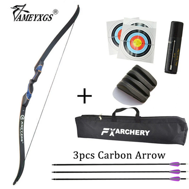 

1set Archery 56" Recurve Bow Set 20-55lbs With Target Paper Beginner/Teens Shooting Practice Right Hand American Hunting Bow