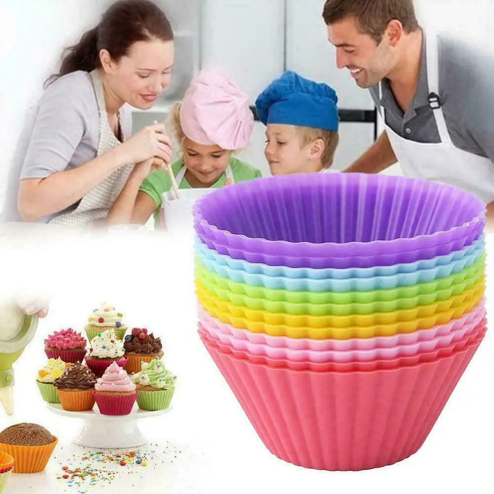 Cupcake Tart Cases Pan Top Cake Muffin Moulds Baking Round Cup 12 Silicone mold | Дом и сад