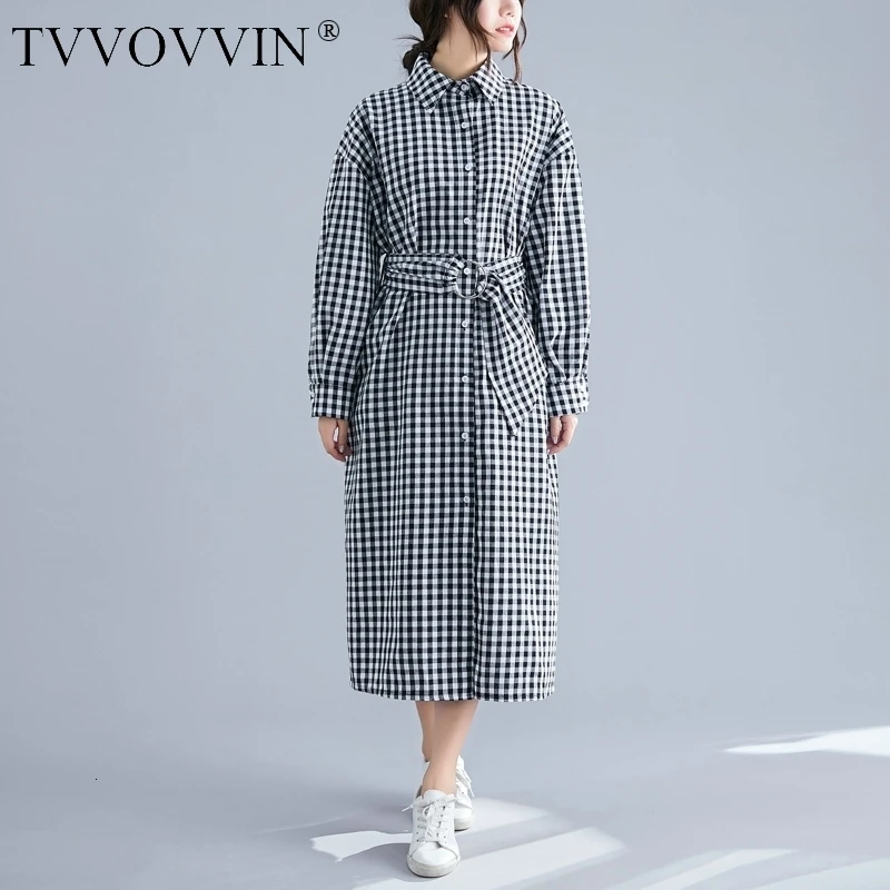 TVVOVVIN Модные женские длинные рубашки Осень новинка Хлопок повседневные дикие женские блузки корейский стиль с длинным рукавом женская одежда F108