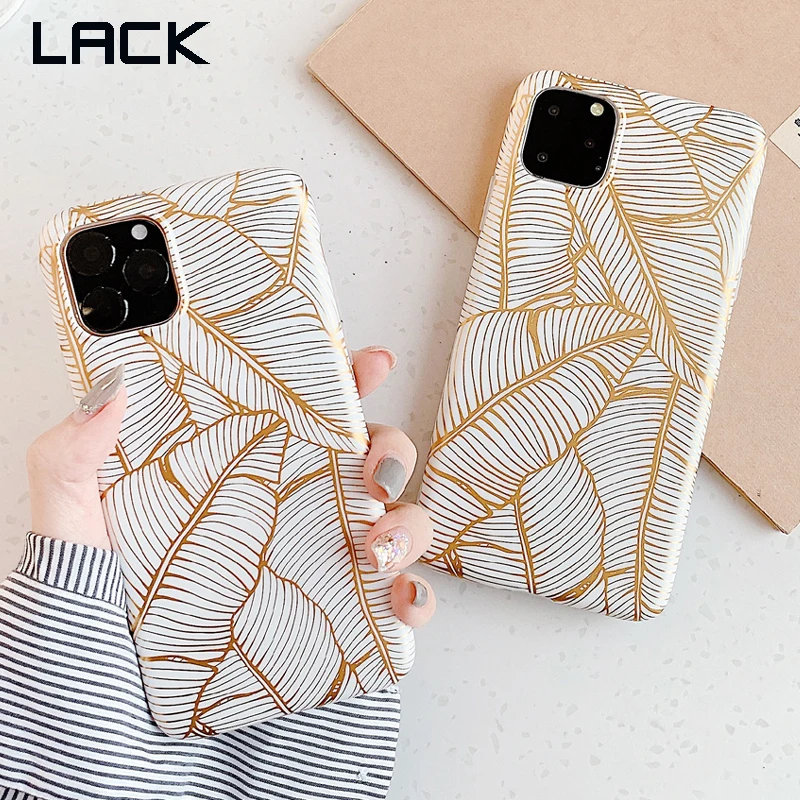 

LACK Gold Plating Banana leaf Case for iphone 11 11Pro Max XS Max X XR 6 6S 7 Plus phone Case Luxury laser Back Cover Capa Coque