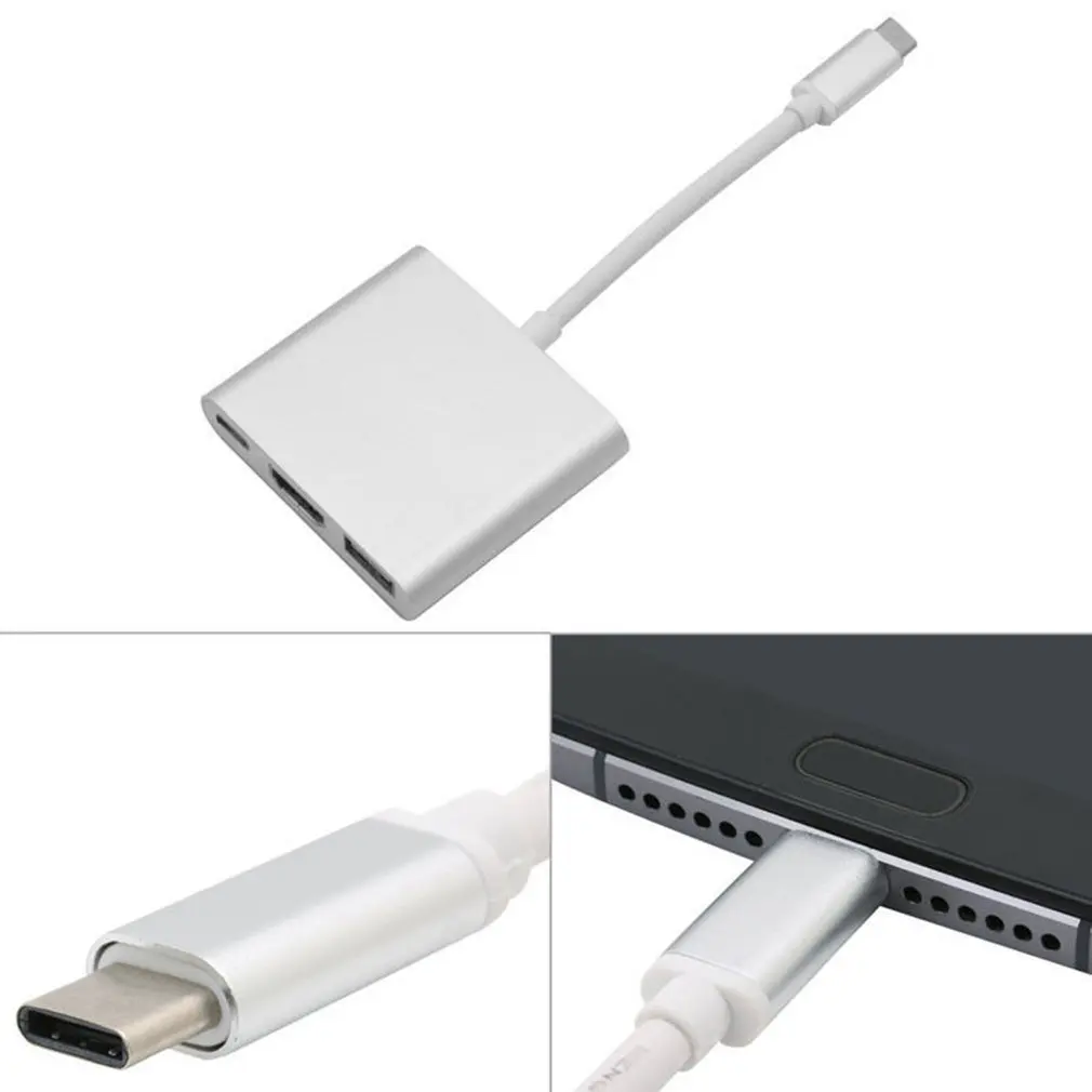 USB 3,1 Тип с разъемами типа C и HDMI USB 3,0 адаптер 3-в-1 PD зарядная станция Поддержка 4K HDMI конвертер кабель для Apple Macbook