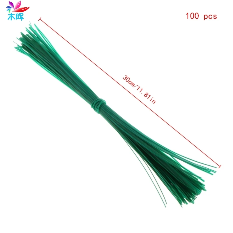 100 Pcs Garden Coated Twist Wire String Tie Plant Support Plastic Strap Cables E65B - Цвет: 30 cm