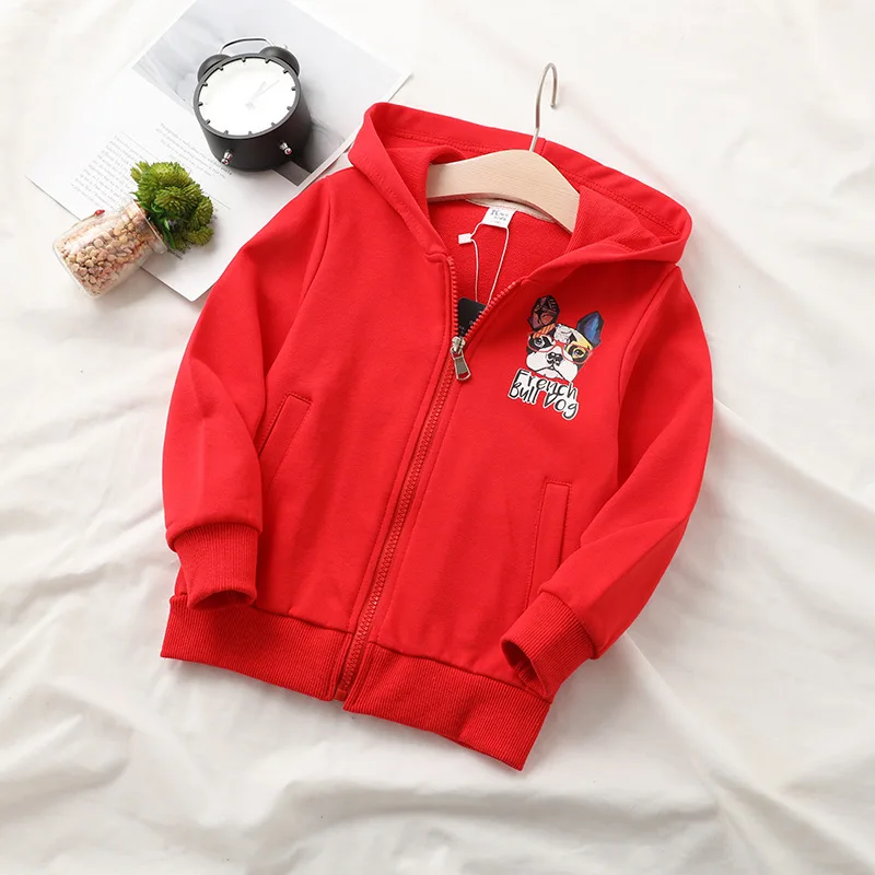 19 Autumn Children Cotton Looped Pile Coat 100-140 Zipper Hoodle 8163