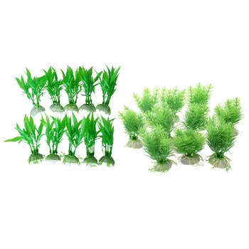 

10Pcs Green Plants Aquarium Tank Plastic Grass Decoration & 10Pcs Green Plastic Plants Aquarium Fish Tank Decoration