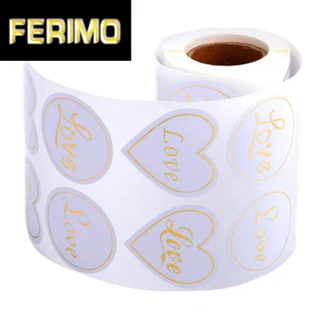 

gold 500pcs Stickers hot stamp 4 design Christmas wedding valentine's day use Candy Chocolate Bag Box Decoration seal sticker