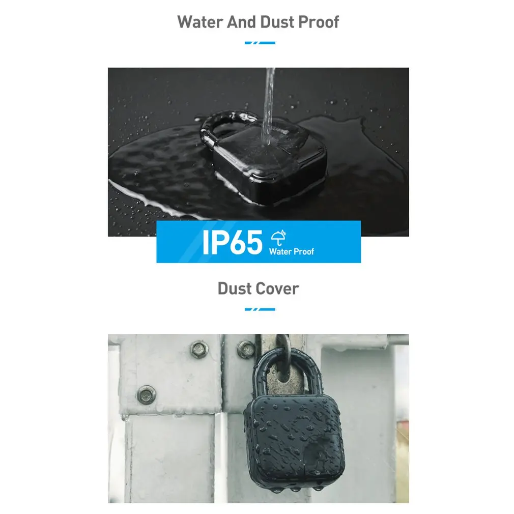 Замок L3 Smart Keyless замок отпечатков пальцев USB Перезаряжаемый электронный Противоугонный замок безопасности IP65 Водонепроницаемый замок