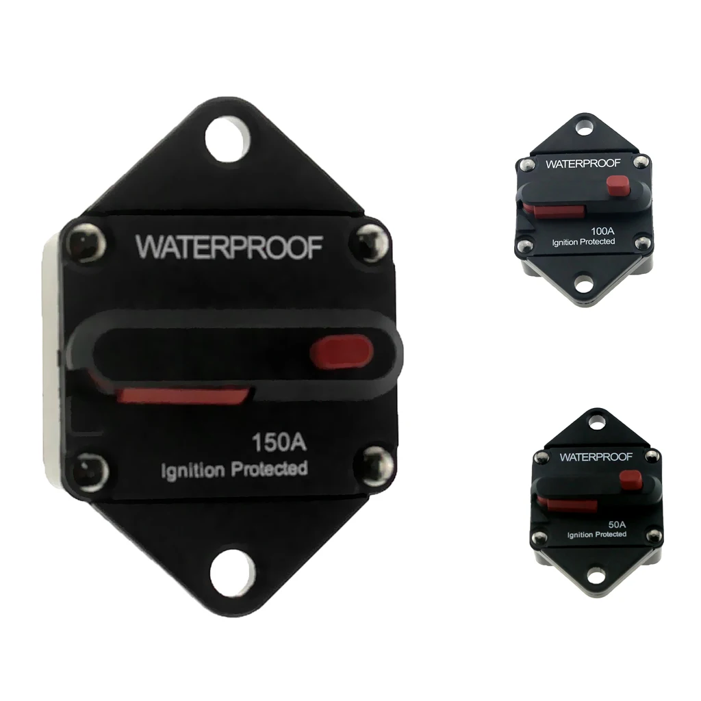 50 Amp Manual Reset Circuit Breaker Car Auto Boat Audio Fuse Holder 12/24v