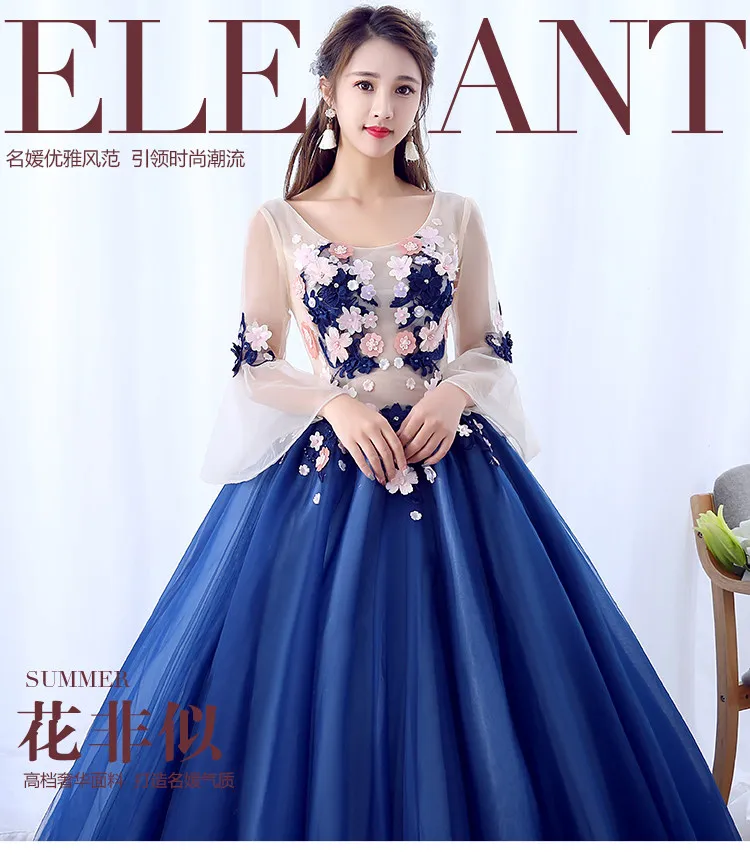 Vestidos De 15 Anos Azul, бальные платья, 16, длинные, голубые, с расклешенными рукавами, с аппликацией, бальные платья для девочек, для бальных танцев, 15 лет