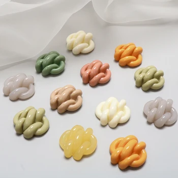 

New style 30pcs/lot 30mm color print chain effect geometry rounds shape resin flatback beads diy jewelry earring accessory