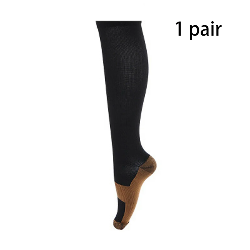 1Pair Black Чудо медь компрессионные чулки анти усталость унисекс Мужские и женские комфортные чулки для Путешествий многофункциональные эластичные чулки - Цвет: 1Pair Black