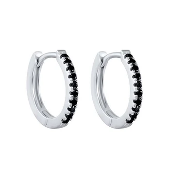 

Black Awn Classic 925 Sterling Silver Round Black Trendy Spinel Engagement Hoop Earrings for Women Fine Jewelry Bijoux I163