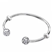 Подлинный 925 пробы Серебряный Moments Открытый Pan браслет Pave мерцающий конец шапки Браслет Fit бисера Шарм Diy ювелирные изделия