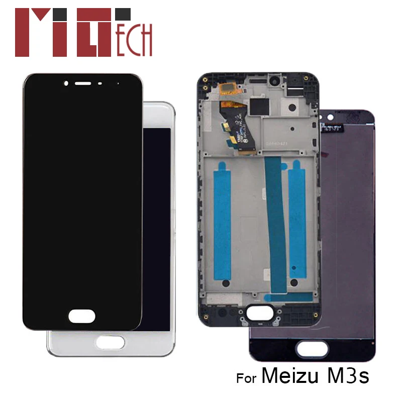 LCD Display For Meizu M3S Touch Screen Digitizer Assembly Replacement Black White No Frame 5.0'' 1280x720 Tested