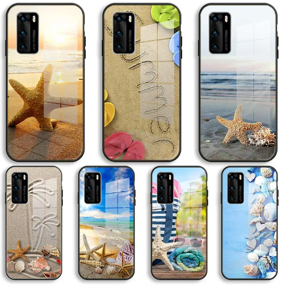Летние пляжные расслабляющие мягкие стеклянные чехлы для Huawei P40 P30 P20 Pro Lite Plus P30lite