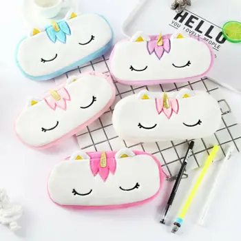 

Cute Plush Unicorn Pen Pencil Case Makeup Bags Storage Pouch Student Kids Stationery Cartoon Pencil Bag for Girl School Supplies