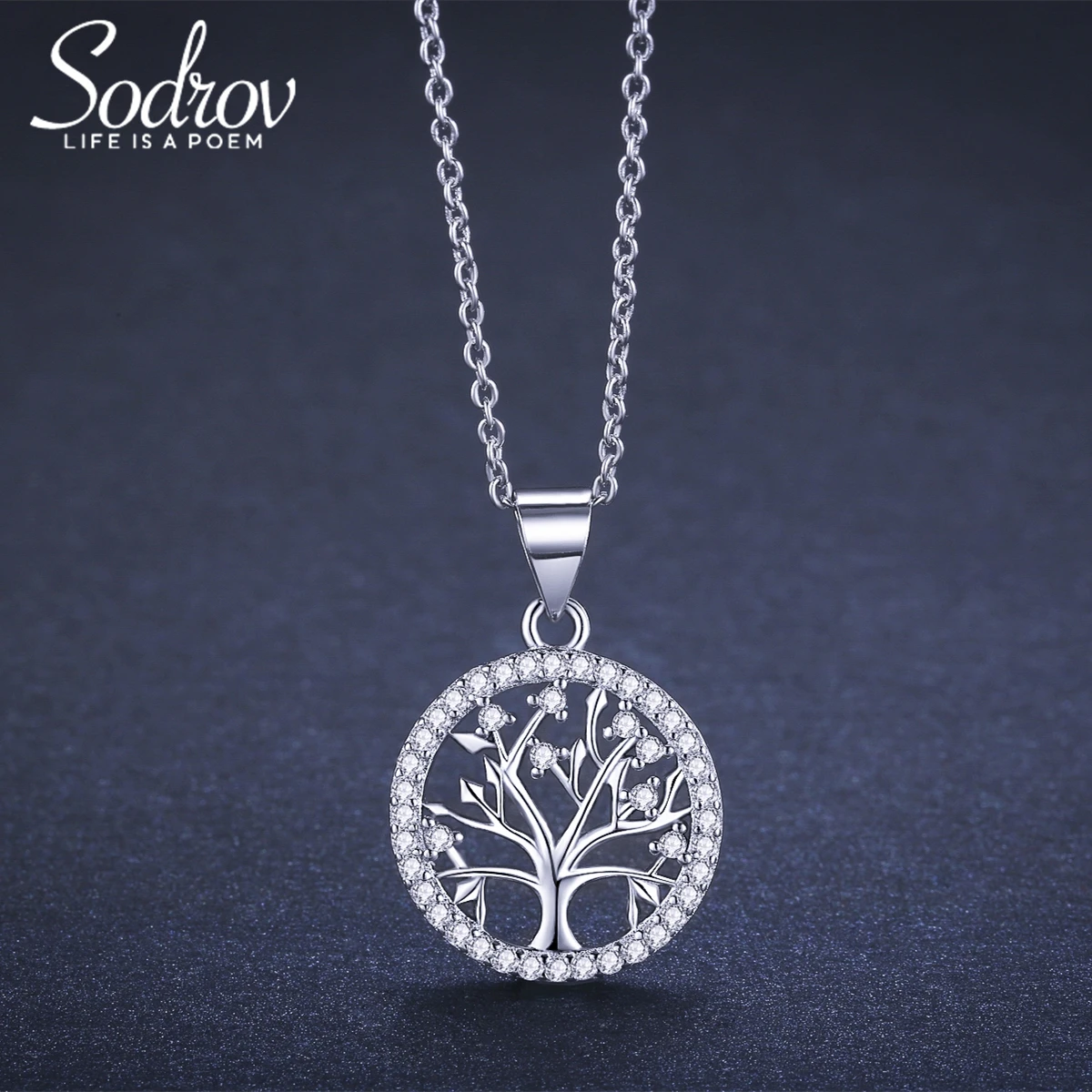 SODROV-collar con colgante de plata de ley 925 para mujer, joyería, Gargantilla, cadena, árbol de la suerte de la vida