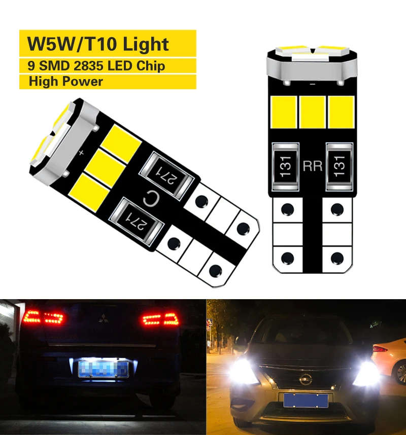 10 шт. X T10 W5W светодиодный canbus 194 168 2835 Светодиодный t10 9SMD Canbus 12 в авто ные лампы