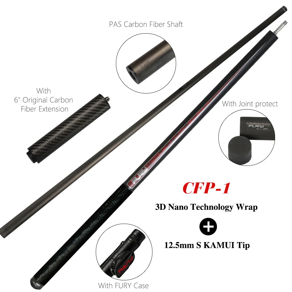 CFP-1(12.5mm 3D) Горячая FURY Billiard черная технология бильярдный кий углеродное волокно tecnology вал бийлар Кий набор Профессиональный с удлинителем - Цвет: CFP-1(12.5mm 3D)