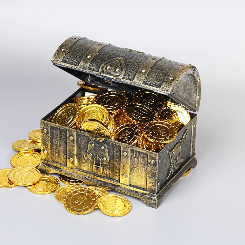 100Pcs Plastic Gold Treasure Coins Pirate Party Toy