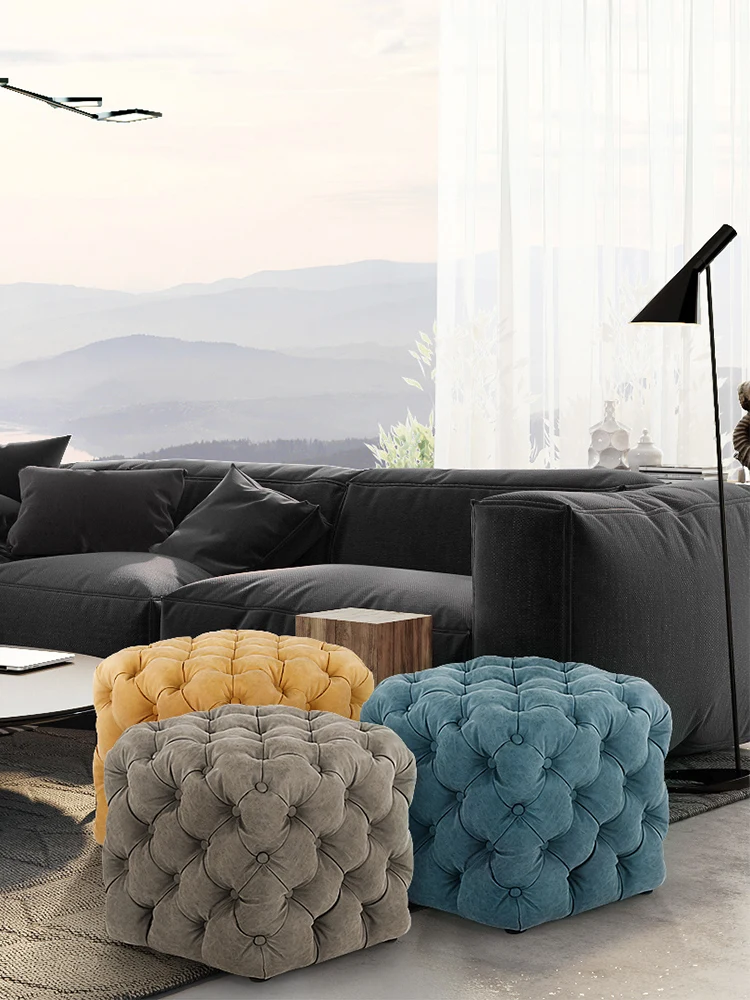 Creative Modern Minimalist Sofa Stool Soft Seats Square Step Stool