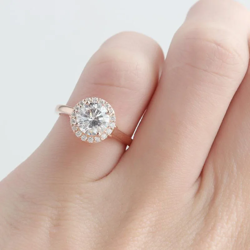 Veryins Solid 14K 585 розовое золото 1.2CT DEF цвет Moissanite классическое обручальное кольцо с камнем для женщин свадебный подарок