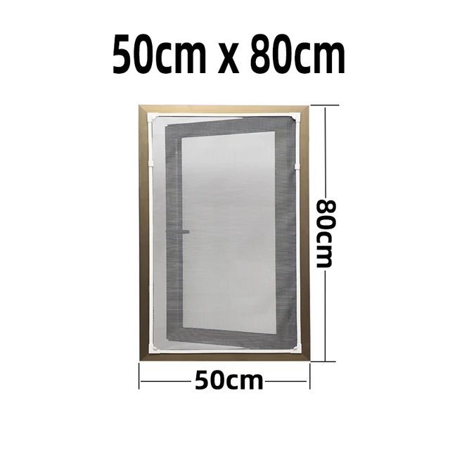 Inset Magnetic Window Screen Air Tulle Adjustable DIY Removable Washable Invisible Fly Mosquito Net Customize Screen Mesh Kit W 50cm x H 80cm