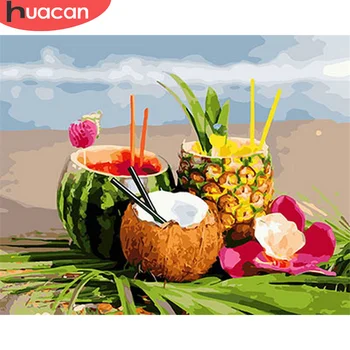 

HUACAN DIY Pictures By Number Fruit Kits Home Decor Painting By Numbers Drink Drawing On Canvas HandPainted Art Gift