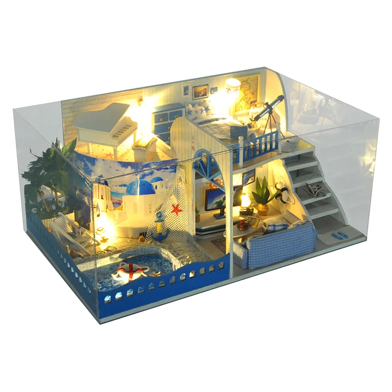 

DIY Hut Small House Mediterranean Hand-made Villa Model Assembled Toys Creative Birthday Gift Girl'S