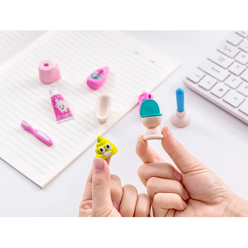 12 упаковок Kawaii чистящие принадлежности для ванной серии резиновый комплект студенческий ластик школьные принадлежности papelaria подарок для детей ластик