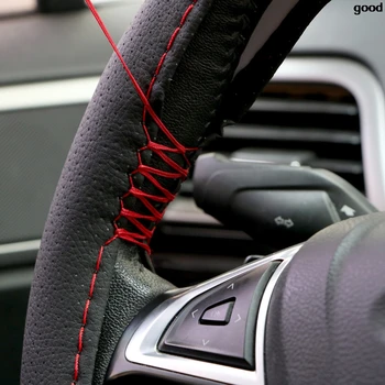 

Car-styling 1Pc Car steering wheel cover Genuine Leather Hand stitching for Mercedes w203 w204 Jeep renegade Chevrolet cruze