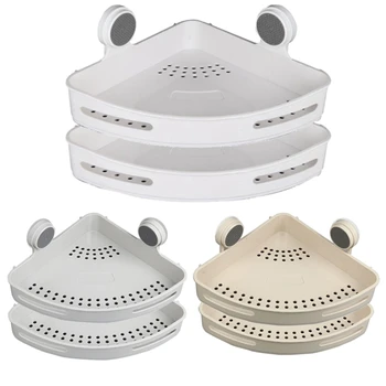 

2Pack Suction Corner Shower Caddy Bathroom Shower Shelf Storage Basket Wall Mounted Organizer for Kitchen&Bathroom