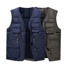 Мужская одежда среднего возраста осень и зима Открытый Мульти-карманы жилет мужской фотографии рыболовный жилет хлопок жилет