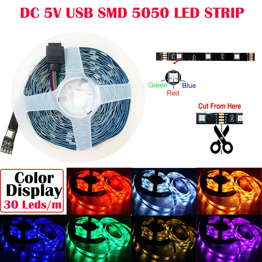 RGB LED Lights Strip Bluetooth Control USB 5050 2835 5V Flexible Lamp Tape Diode Festival Fita Bedroom Tira Luces PC TV Desk Luz