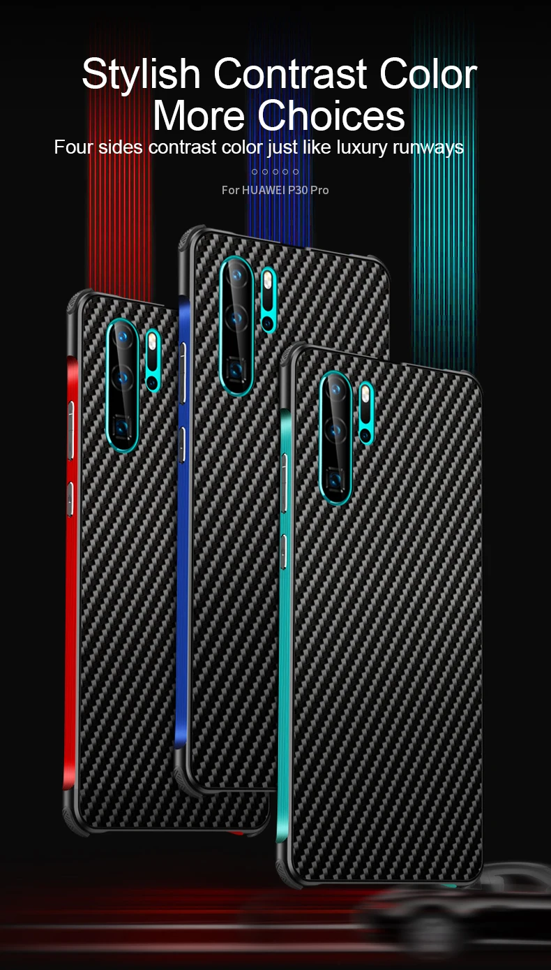 Стильный чехол из углеродного волокна для huawei P30 Pro Чехол P30Pro Алюминиевый металлический бампер чехол для телефона для huawei P30 Lite чехол Capa