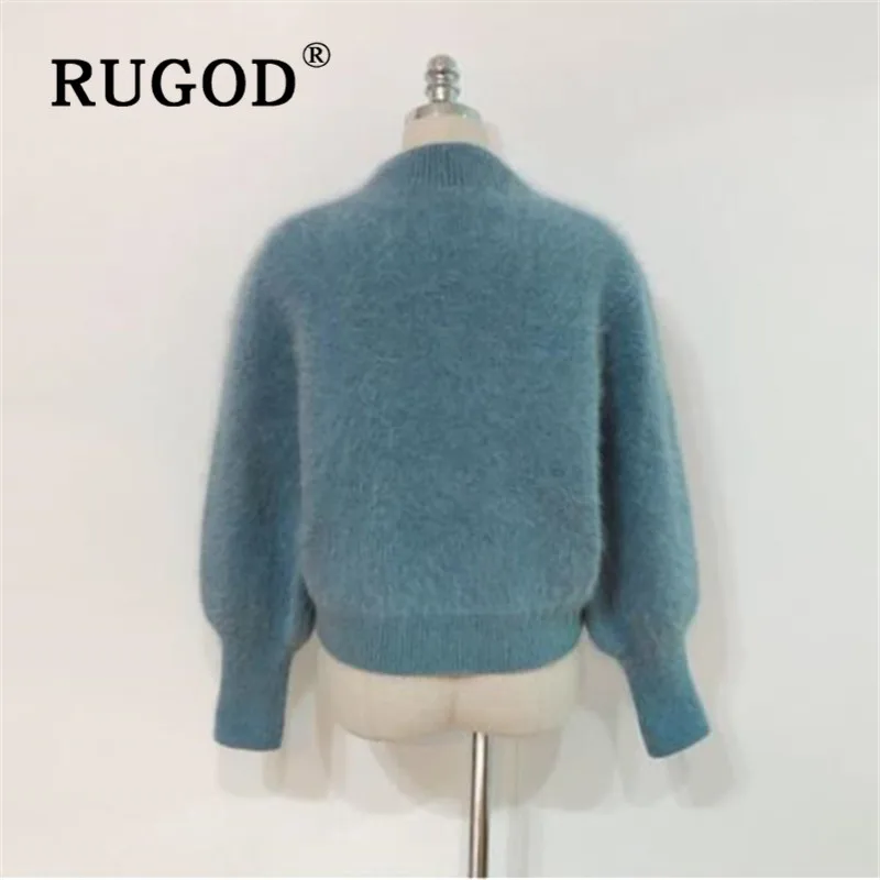 Свитер женский RUGOD, элегантный норковый кашемировый кардиган, женская мода, жемчужные пуговицы, водолазка, длинный рукав, вязаный свитер, толстый кардиган для женщин кофта женская