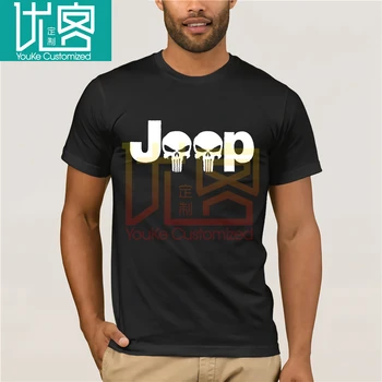 

New 2020 Short Sleeve Cotton Man Clothing Jeeps Logo With Punisher Skull Symbol Hardcore Offroad T-Shirt T Shirts