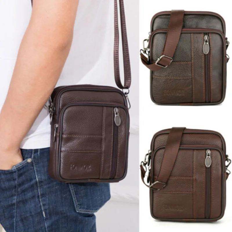 

New Arrival Mens Leather Small Satchel Crossbody Messenger Shoulder Bags Small Handbag