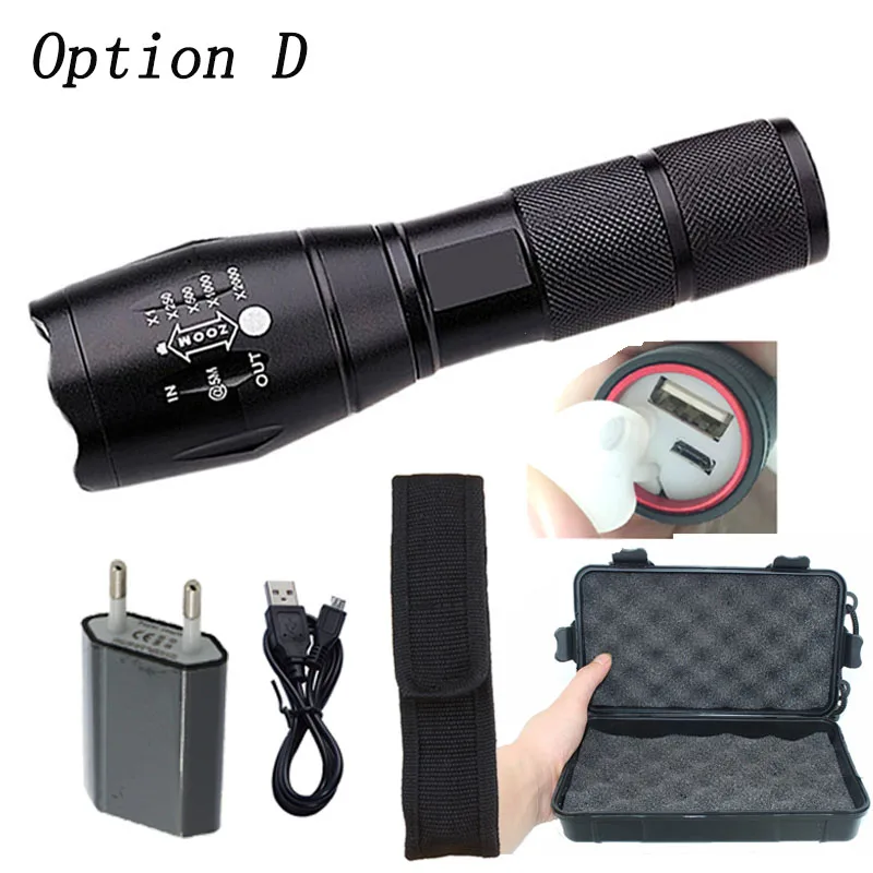Litwod Z20 Micro USB светодиодный фонарик, встроенный аккумулятор, внешний аккумулятор, функция XML L2 T6, масштабируемая мощность, яркий свет, лампа - Испускаемый цвет: option D