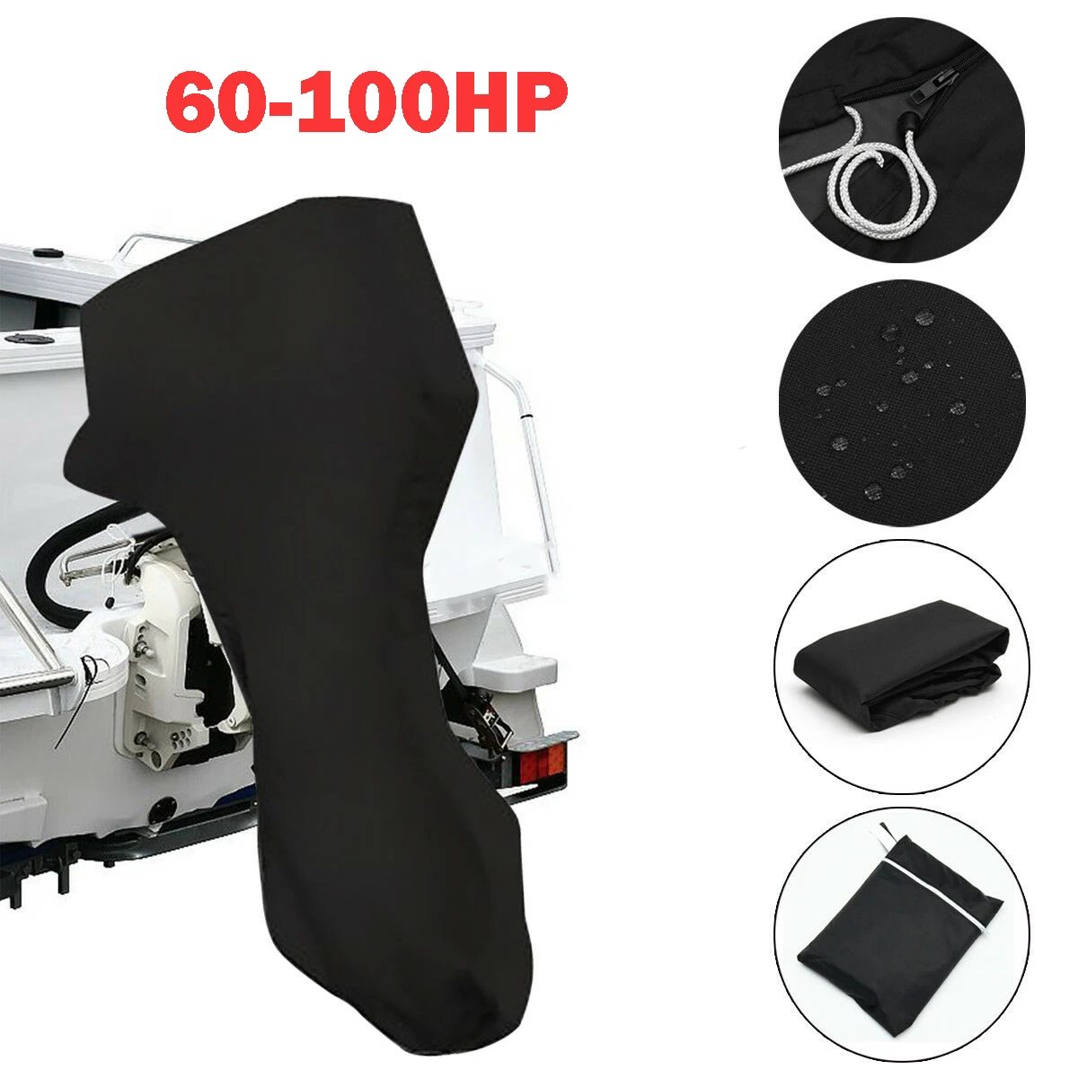 60-100HP 600D лодка полный подвесной мотор крышка подходит до 6-225HP черный Водонепроницаемый Корабль боковая крышка - Цвет: 60-100HP