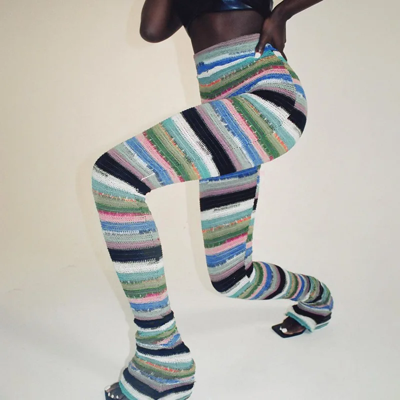 2021 Colorful Striped Knitted Stacked 
