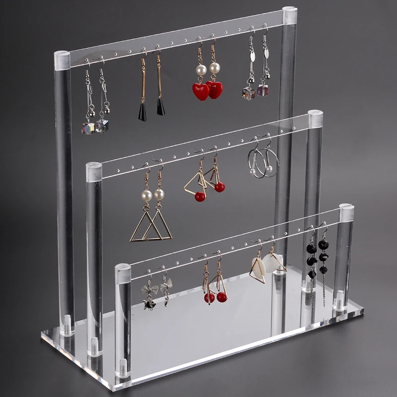 High Quality Acrylic 3 layer Earring Display Shelf Jewelry Holder