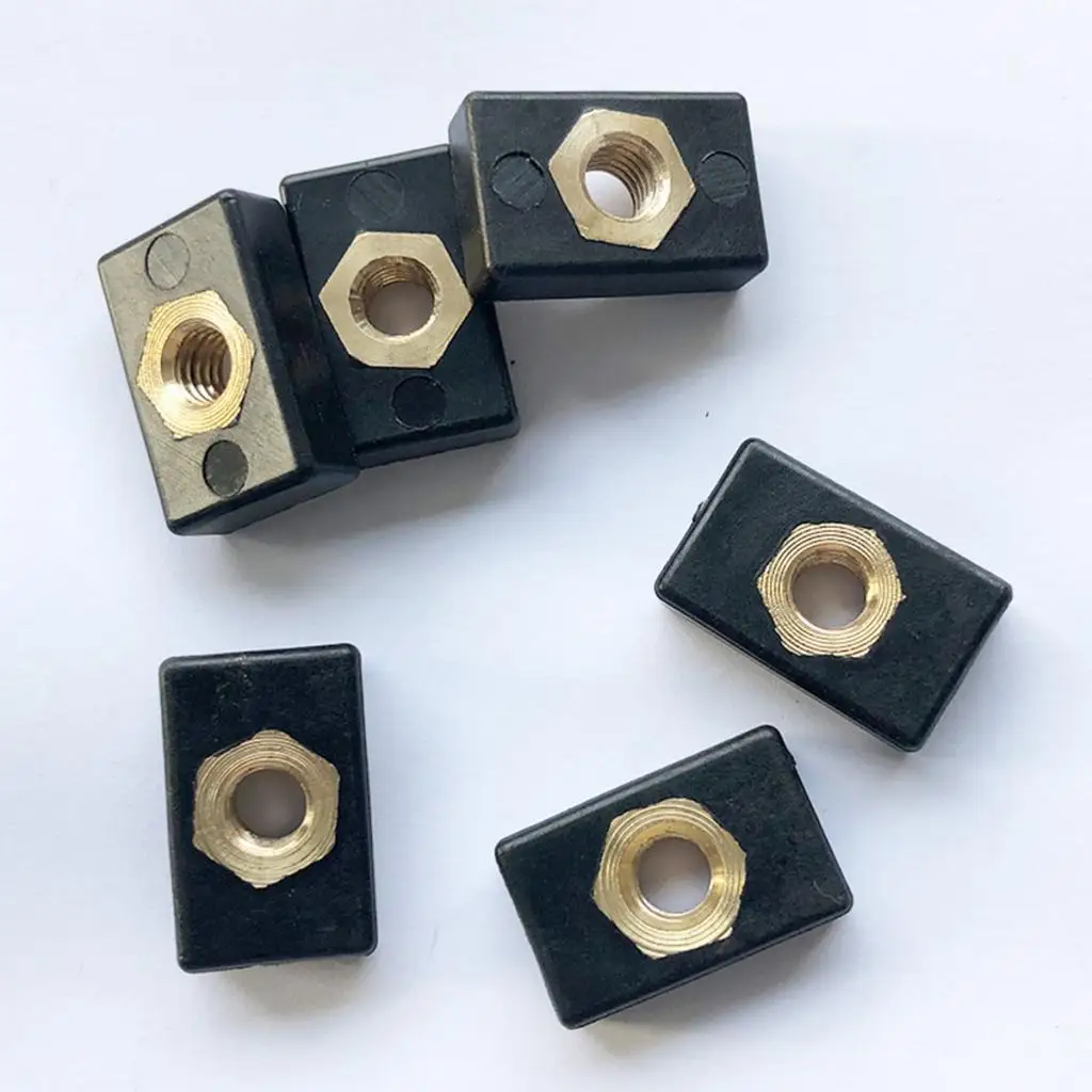 6pcs M6 Screw Nuts Nylon Copper Nutsert Hardware for Kayak Boat Track Rail