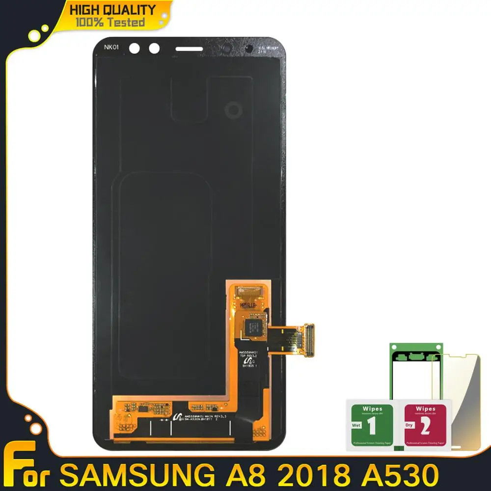 100% протестированный AMOLED 5 6 ''ЖК-дисплей для SAMSUNG Galaxy A8 2018 A530 ЖК-сенсорный экран