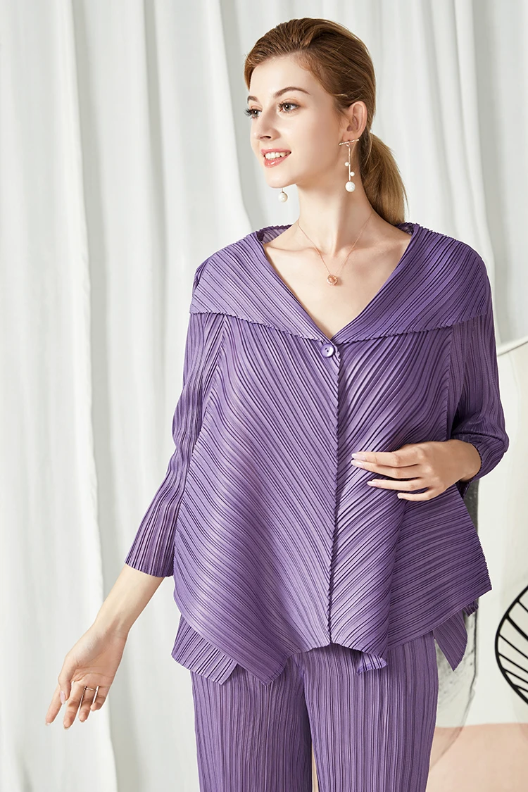 Changpleat, весенние новые женские Базовые Куртки, Пальто Miyak, плиссированные, модные, одноцветные, на одной пуговице, свободные, большие размеры, неровные женские пальто