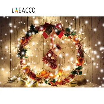 

Photo Backdrop Shiny Star Christmas Party Wreath Ball Gift Sock Wooden Wall Baby Photography Background Photo Studio Photocall