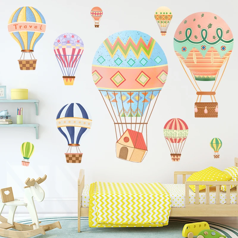 

Cartoon Hot Air Balloon Wall Stickers Paint Style for Living Room Kids Room Wall Decal Baby Nursery Murals Wall Decor Baby Gift