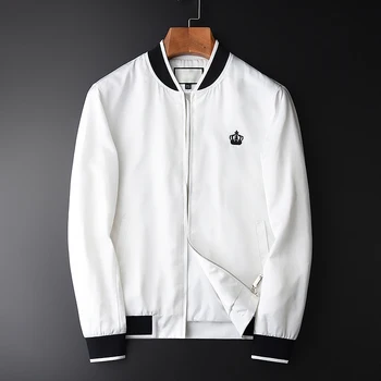 

New Stand Collar Man Jackets Luxury Contrasting Knitting Rib Mens Jackets And Coats Plus Size 4XL Embroidered Slim Man Coats