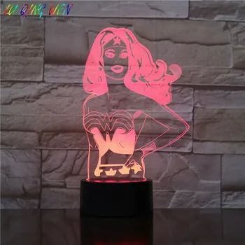 

DC Marvel Superhero Wonder Woman Kids Led Night Light Usb Touch Sensor Bedroom Decoration Lamp Child Boy Present 3D Night Lamp